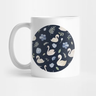 Swan Lake Floral Watercolor | Black Mug